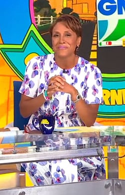 Robin's white and purple floral dress on Good Morning America