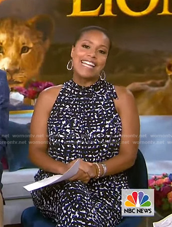 Sheinelle's printed sleeveless jumpsuit on Today