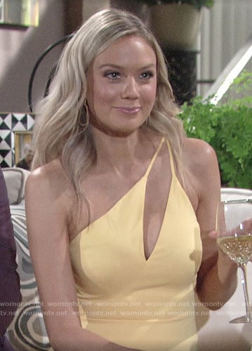 Abby's yellow one shoulder dress on The Young and the Restless