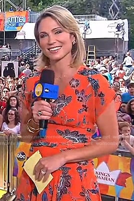 Amy's orange floral v-neck dress on Good Morning America