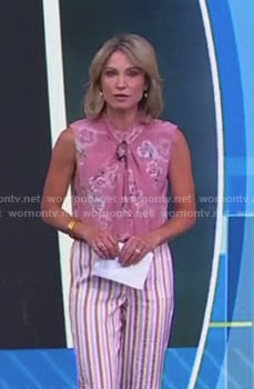 Amy's pink floral top and striped pants on Good Morning America