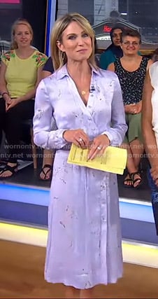 Amy's purple floral midi dress on Good Morning America