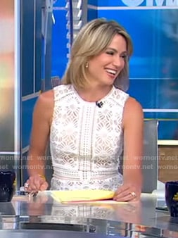 Amy's white sleeveless lace dress on Good Morning America