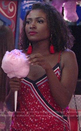 Ana's red scarf print top on The Young and the Restless