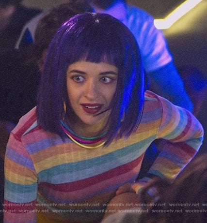 Atria's pastel rainbow striped crop top on Pandora