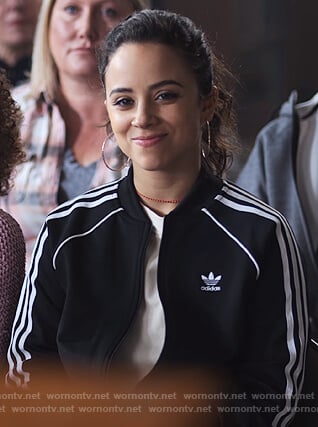 Moe's black adidas track jacket on Trinkets