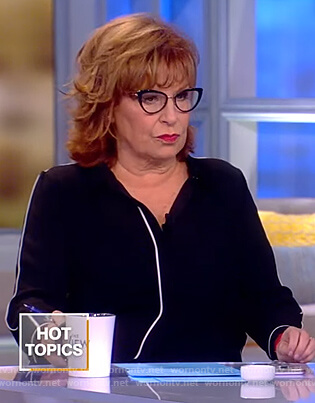 Joy's black contrast trim blouse on The View