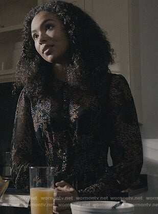 Liv's black floral smocked dress on Scream
