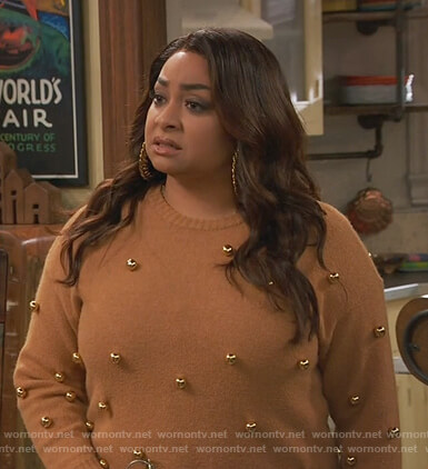 Raven's brown ball embellished sweater on Ravens Home