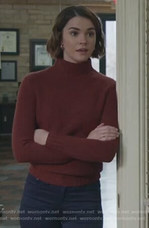 Callie's brown turtleneck sweater on Good Trouble