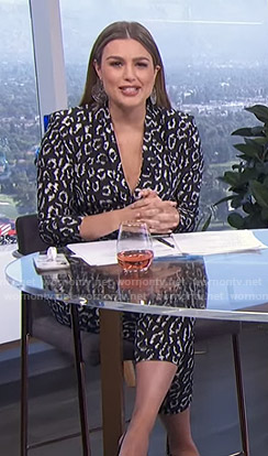Carissa's black leopard print jumpsuit on E! News Daily Pop