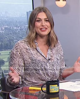 Carissa's white zebra print blouse on E! News Daily Pop