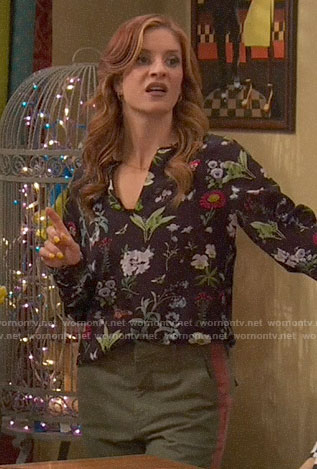 Chelsea's black floral blouse on Ravens Home