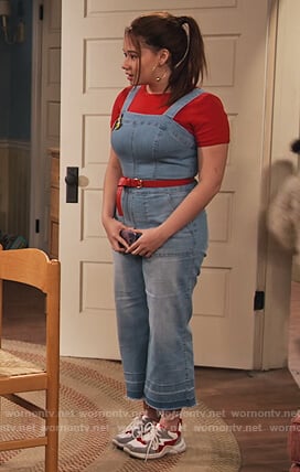 Jade's denim overalls on Family Reunion