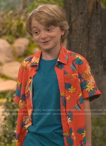 Finn's orange Hawaiian shirt on Bunkd