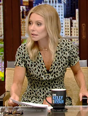 Kelly's green printed dress on Live with Kelly and Ryan
