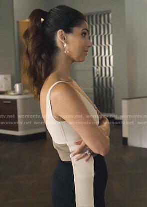 Gigi's colorblock v-neck sheath dress on Grand Hotel