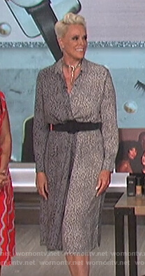 Brigitte Nielsen's gray leopard print shirtdress on The Talk