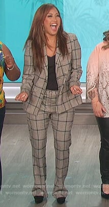 Carrie's gray plaid blazer and pants on The Talk