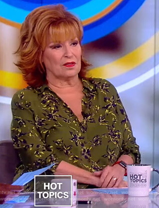 Joy's green floral print blouse on The View