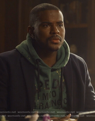Aaron's green bleached hoodie on Grown-ish