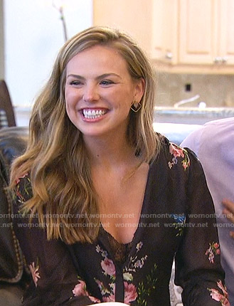 Hannah's black floral blouse on The Bachelorette