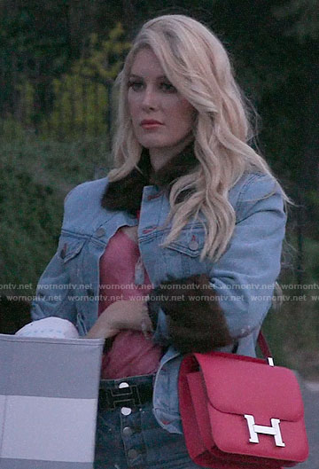Heidi's denim fur trim jacket on The Hills New Beginnings