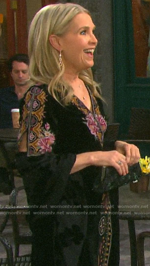Jennifer's embroidered velvet  wrap dress on Days of our Lives