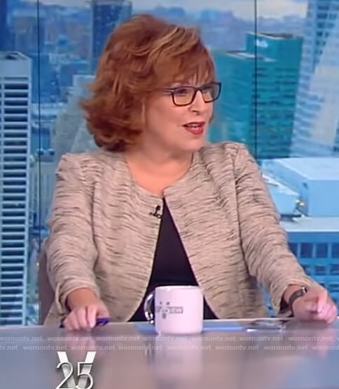 Joy's gray collarless jacket on The View