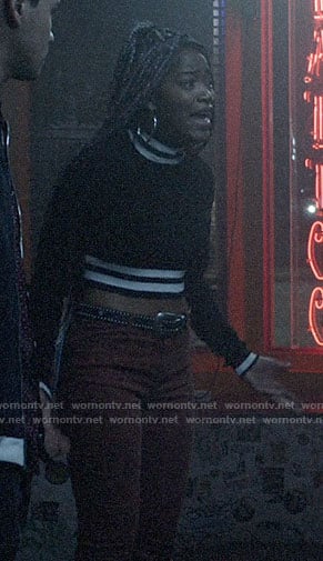Kym's cropped stripe trim sweater on Scream