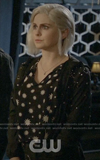 Liv's black and white star print top on iZombie