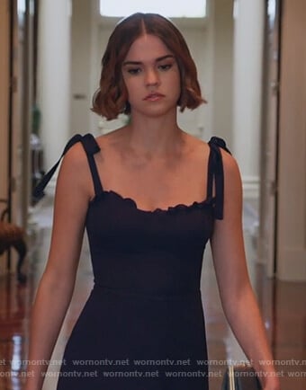 Callie's blue tie shoulder dress on Good Trouble