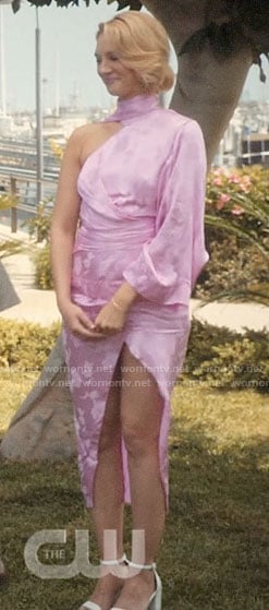 Petra's pink draped asymmetric dress on Jane the Virgin