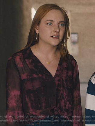 Violet's pink tie dye blouse on Light as a Feather