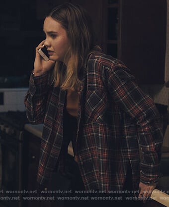 McKenna's blue and red plaid shirt on Light as a Feather