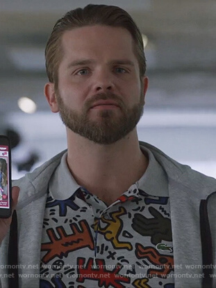 Evan's printed polo on Good Trouble