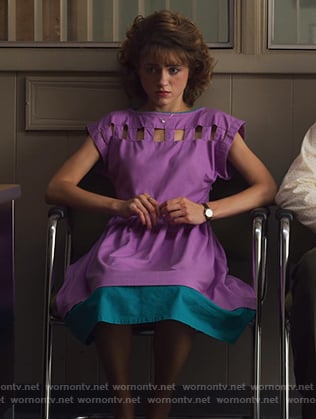 Nancy's purple cutout dress on Stranger Things