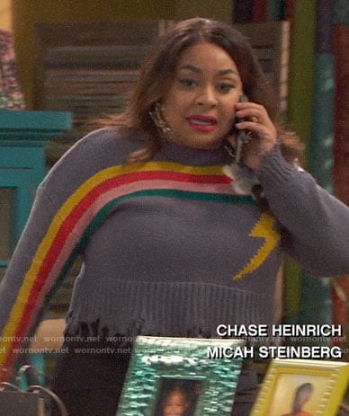 Raven's rainbow storm sweater on Ravens Home