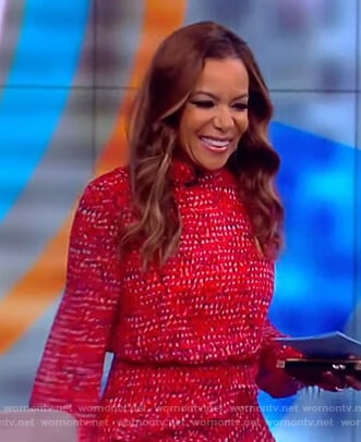 Sunny's red ruffled long sleeve dress on The View