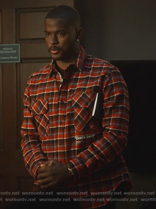 Aaron's red check shirt on Grown-ish