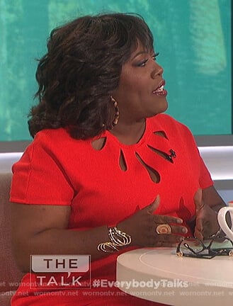 Sheryl's red cutouts sheath dress on The Talk