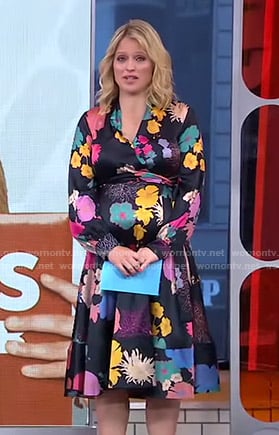 Sara's black floral wrap dress on GMA Strahan And Sara