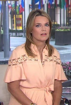 Savannah's orange floral lace inset dress on Today