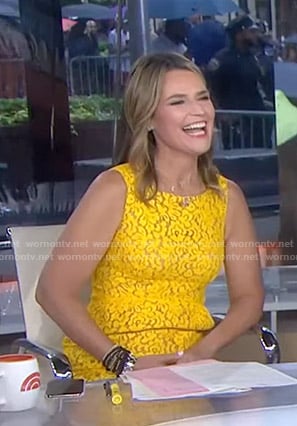 Savannah's yellow lace sleeveless dress on Today