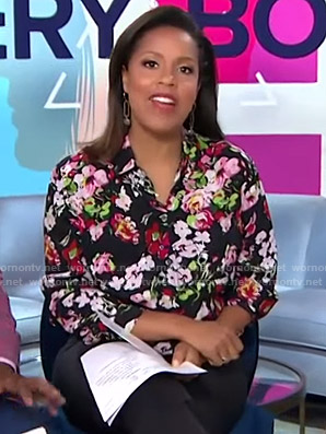 Sheinelle's black floral blouse on Today