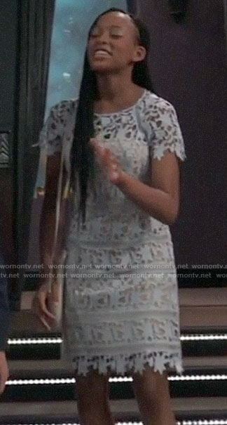 Trina's light blue lace dress on General Hospital