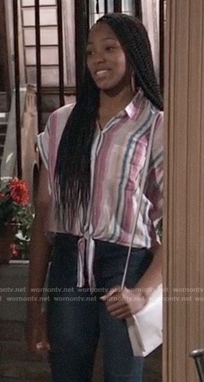 Trina's striped tie front shirt on General Hospital