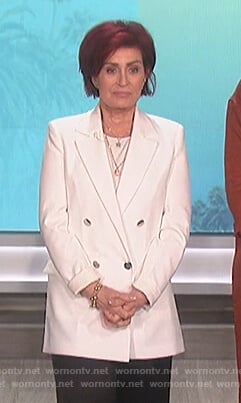 Sharon's white double breasted blazer on The Talk