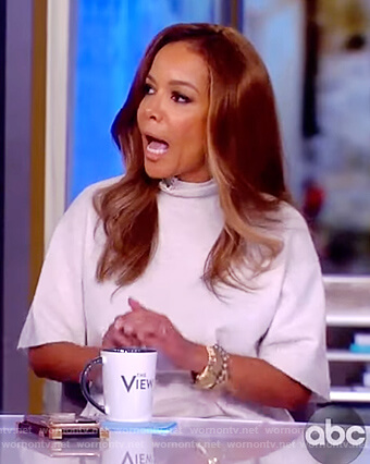 Sunny's white mock neck dress on The View