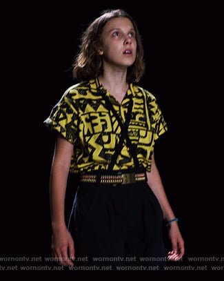 El's yellow and black print shirt on Stranger Things